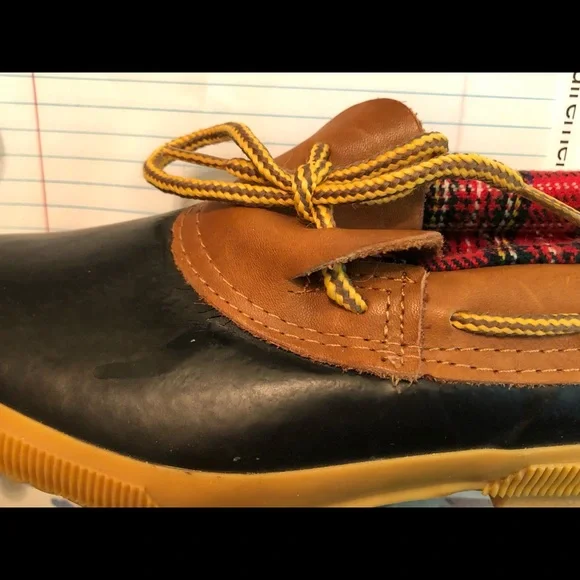 Vintage Land’s End Low Duck Boots Plaid Trim Wool Lining - Size 7 - Picture 5 of 7